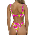 Purple Tropical Watermelon Pattern Print Front Bow Tie Bikini