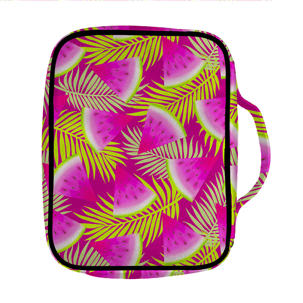Purple Tropical Watermelon Pattern Print Front Pocket Bible Bag