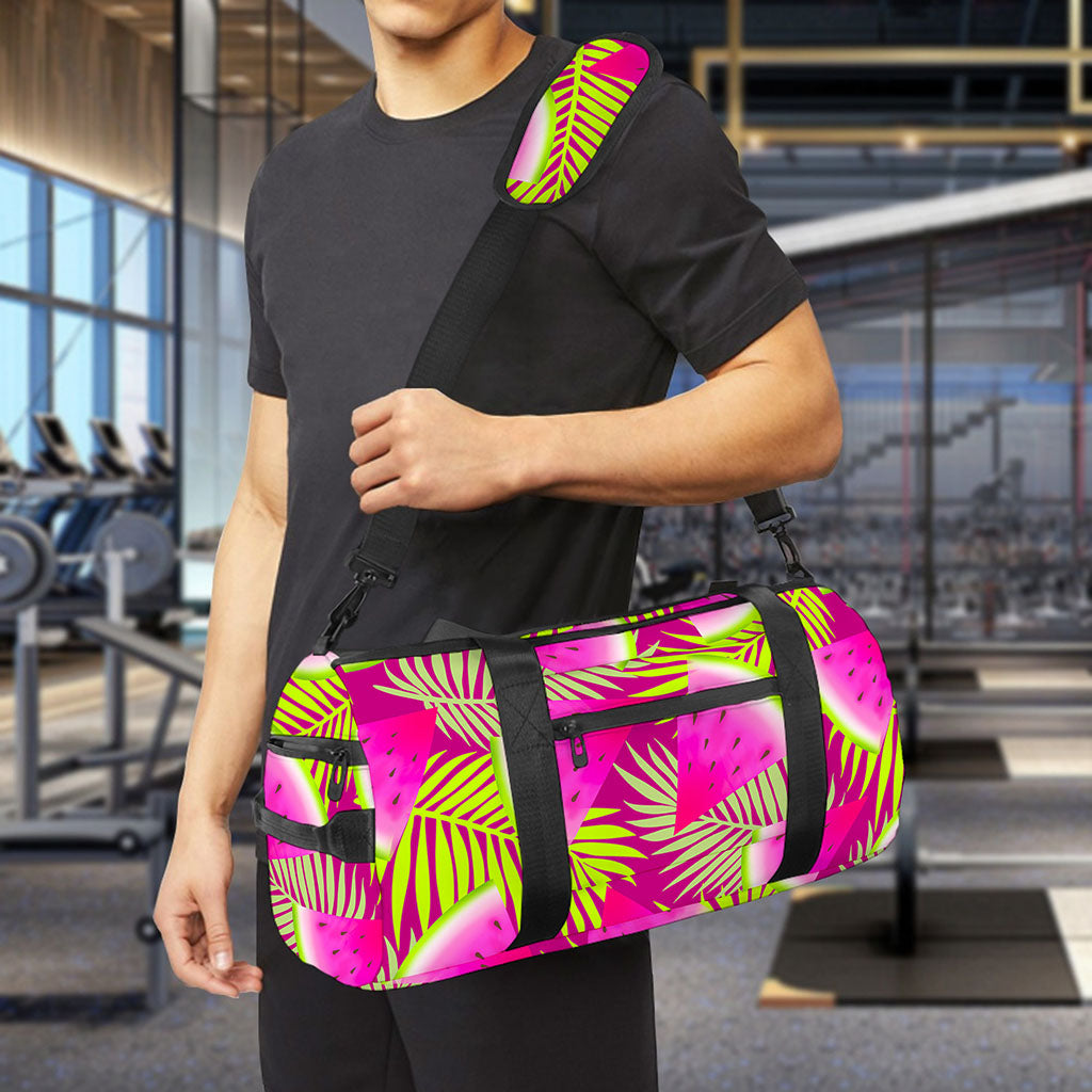 Purple Tropical Watermelon Pattern Print Gym Bag