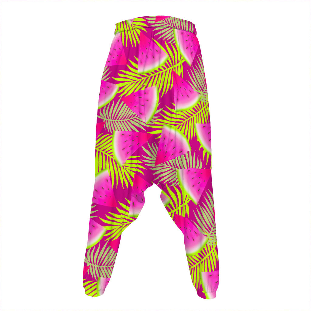 Purple Tropical Watermelon Pattern Print Hammer Pants