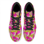 Purple Tropical Watermelon Pattern Print High Top Leather Sneakers