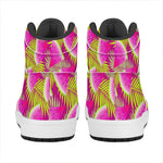 Purple Tropical Watermelon Pattern Print High Top Leather Sneakers