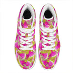Purple Tropical Watermelon Pattern Print High Top Leather Sneakers