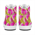 Purple Tropical Watermelon Pattern Print High Top Leather Sneakers