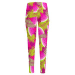 Purple Tropical Watermelon Pattern Print High-Waisted Pocket Leggings