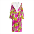 Purple Tropical Watermelon Pattern Print Hooded Bathrobe