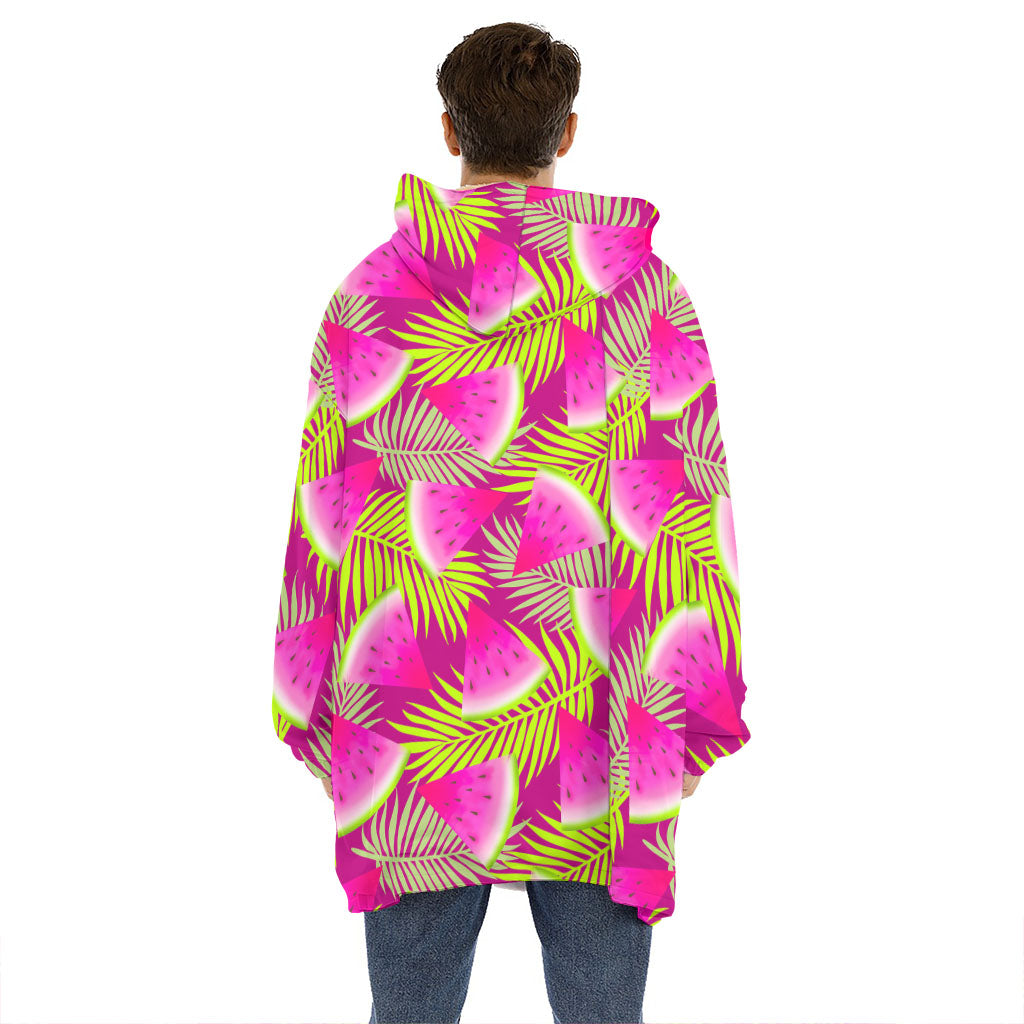 Purple Tropical Watermelon Pattern Print Hoodie Blanket