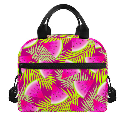 Purple Tropical Watermelon Pattern Print Insulated Lunch Bag