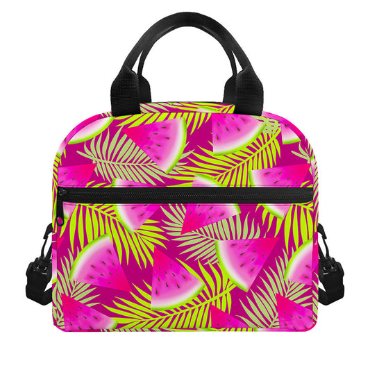 Purple Tropical Watermelon Pattern Print Insulated Lunch Bag