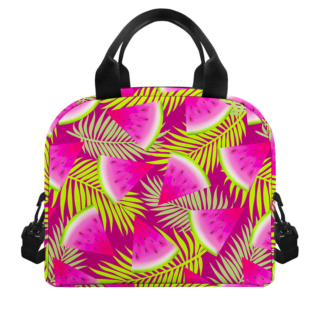Purple Tropical Watermelon Pattern Print Insulated Lunch Bag