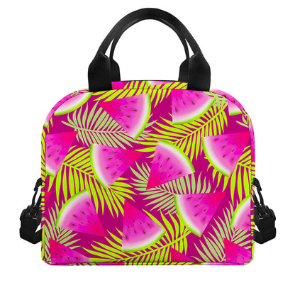 Purple Tropical Watermelon Pattern Print Insulated Lunch Bag