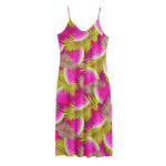 Purple Tropical Watermelon Pattern Print Jersey Midi Cami Dress