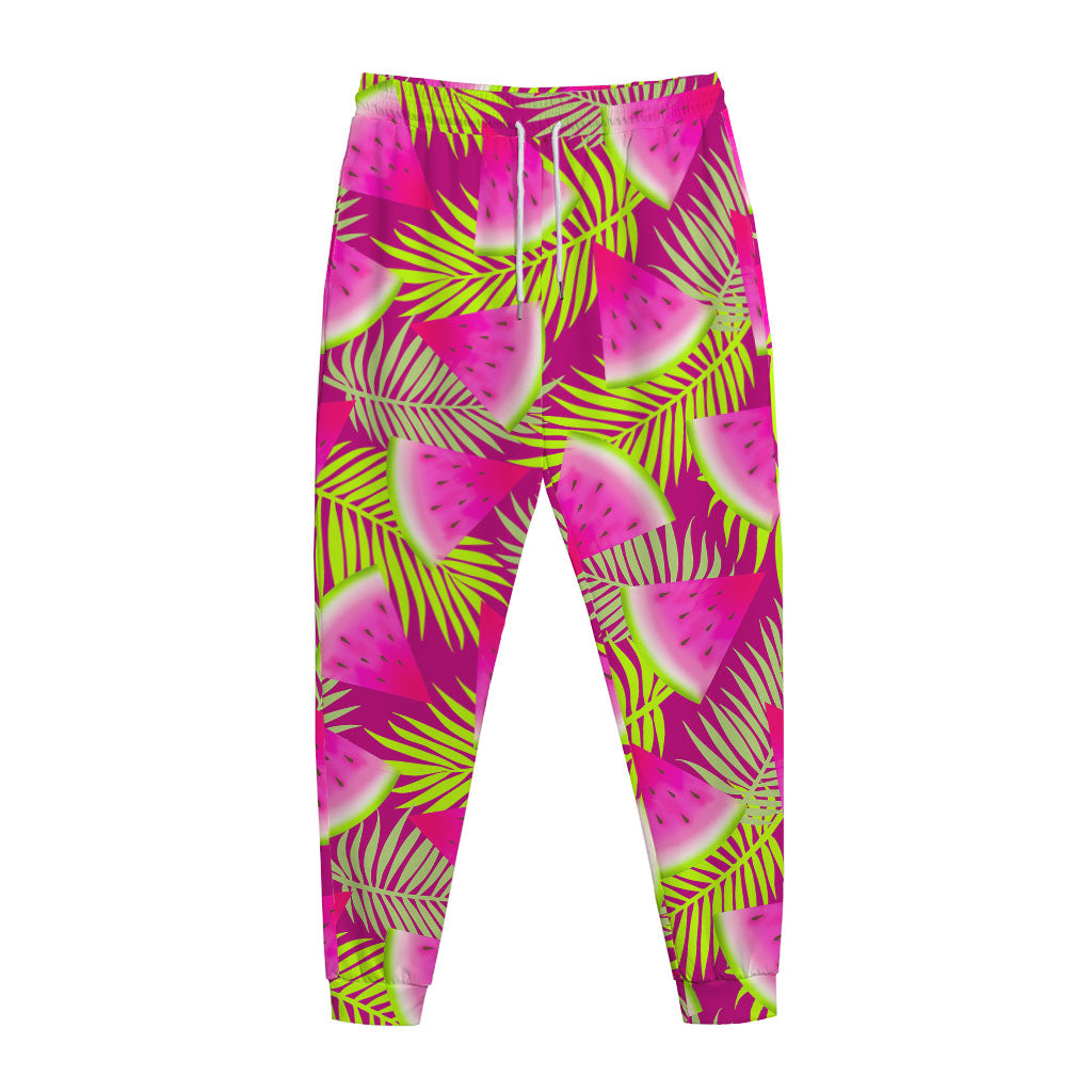 Purple Tropical Watermelon Pattern Print Jogger Pants