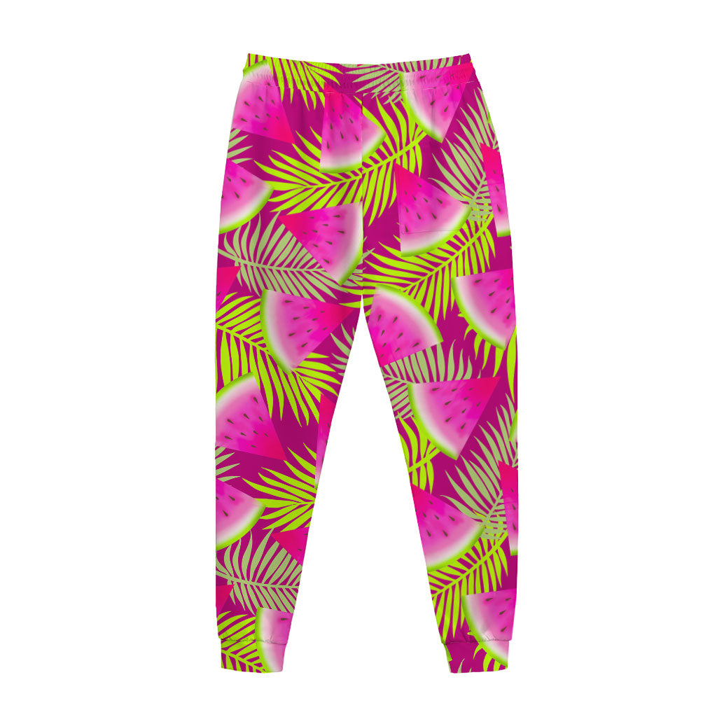 Purple Tropical Watermelon Pattern Print Jogger Pants