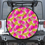 Purple Tropical Watermelon Pattern Print Leather Spare Tire Cover