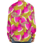 Purple Tropical Watermelon Pattern Print Long Sleeve Baseball Jersey