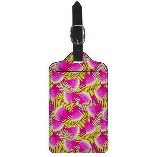 Purple Tropical Watermelon Pattern Print Luggage Tag