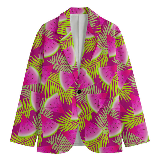 Purple Tropical Watermelon Pattern Print Men's Blazer
