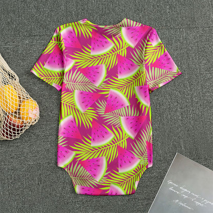 Purple Tropical Watermelon Pattern Print Men's Bodysuit