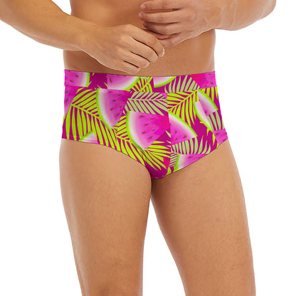 Purple Tropical Watermelon Pattern Print Men's Briefs