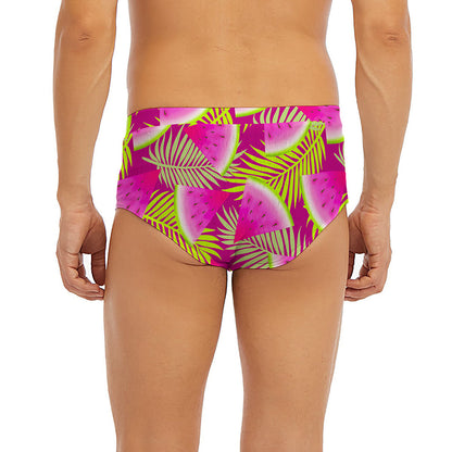 Purple Tropical Watermelon Pattern Print Men's Briefs