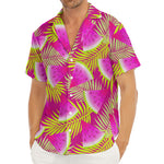 Purple Tropical Watermelon Pattern Print Men's Deep V-Neck Shirt