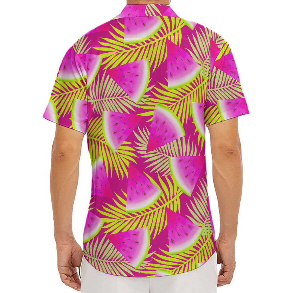 Purple Tropical Watermelon Pattern Print Men's Deep V-Neck Shirt
