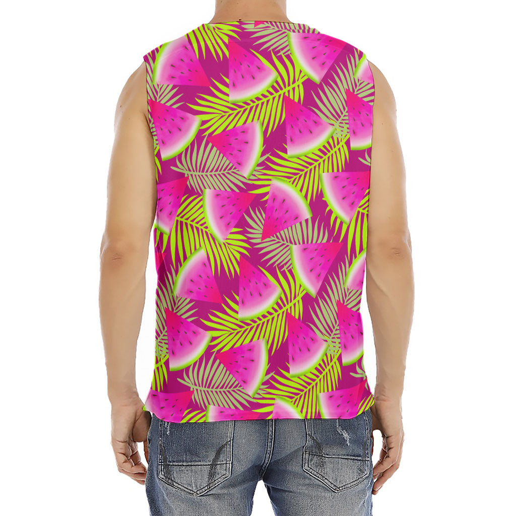 Purple Tropical Watermelon Pattern Print Men's Fitness Tank Top
