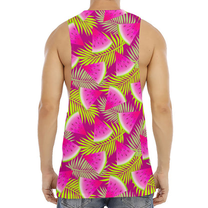 Purple Tropical Watermelon Pattern Print Men's Muscle Tank Top