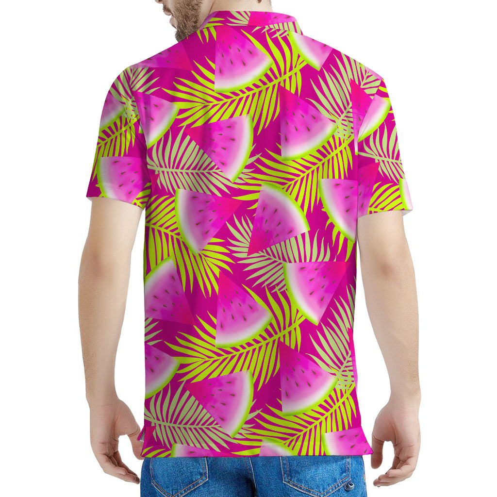 Purple Tropical Watermelon Pattern Print Men's Polo Shirt