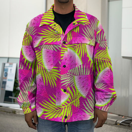 Purple Tropical Watermelon Pattern Print Men's Shirt Jacket