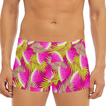 Purple Tropical Watermelon Pattern Print Men's Short Boxer Briefs