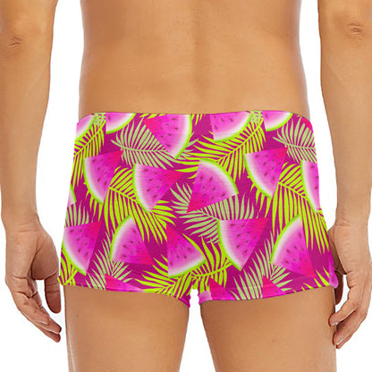 Purple Tropical Watermelon Pattern Print Men's Short Boxer Briefs