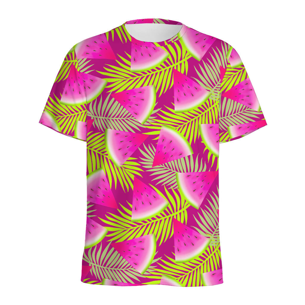 Purple Tropical Watermelon Pattern Print Men's Sports T-Shirt