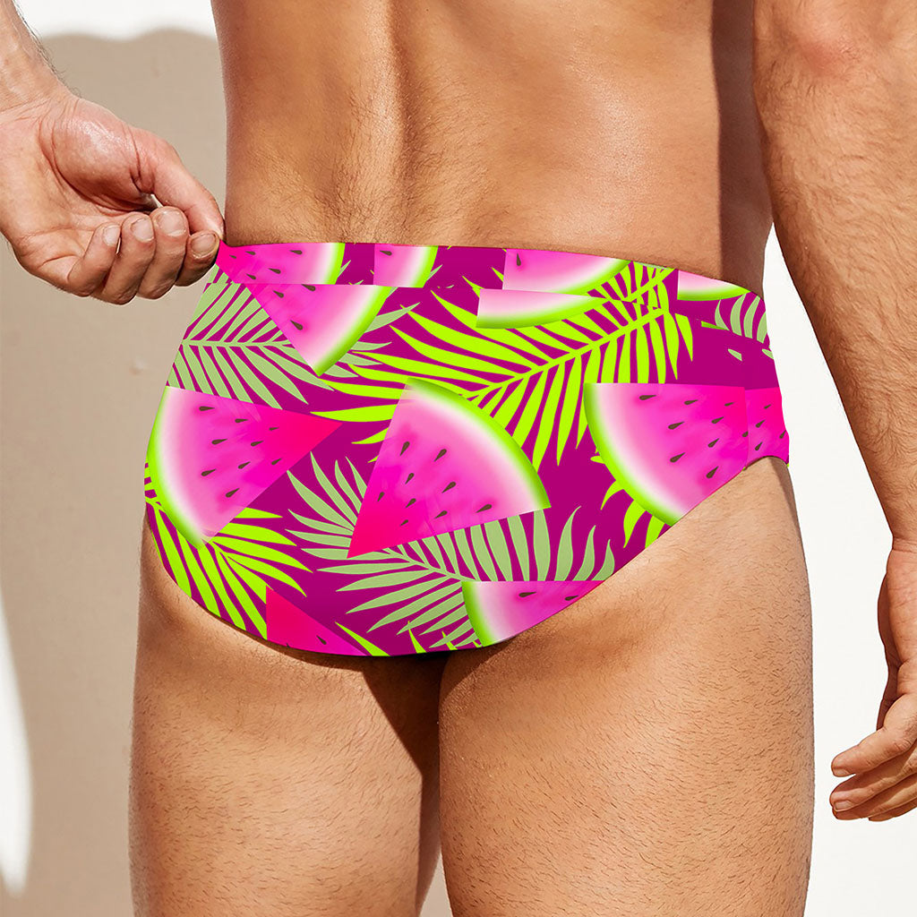 Purple Tropical Watermelon Pattern Print Men's Swim Briefs