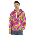 Purple Tropical Watermelon Pattern Print Men's Velvet Pullover Hoodie