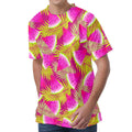 Purple Tropical Watermelon Pattern Print Men's Velvet T-Shirt