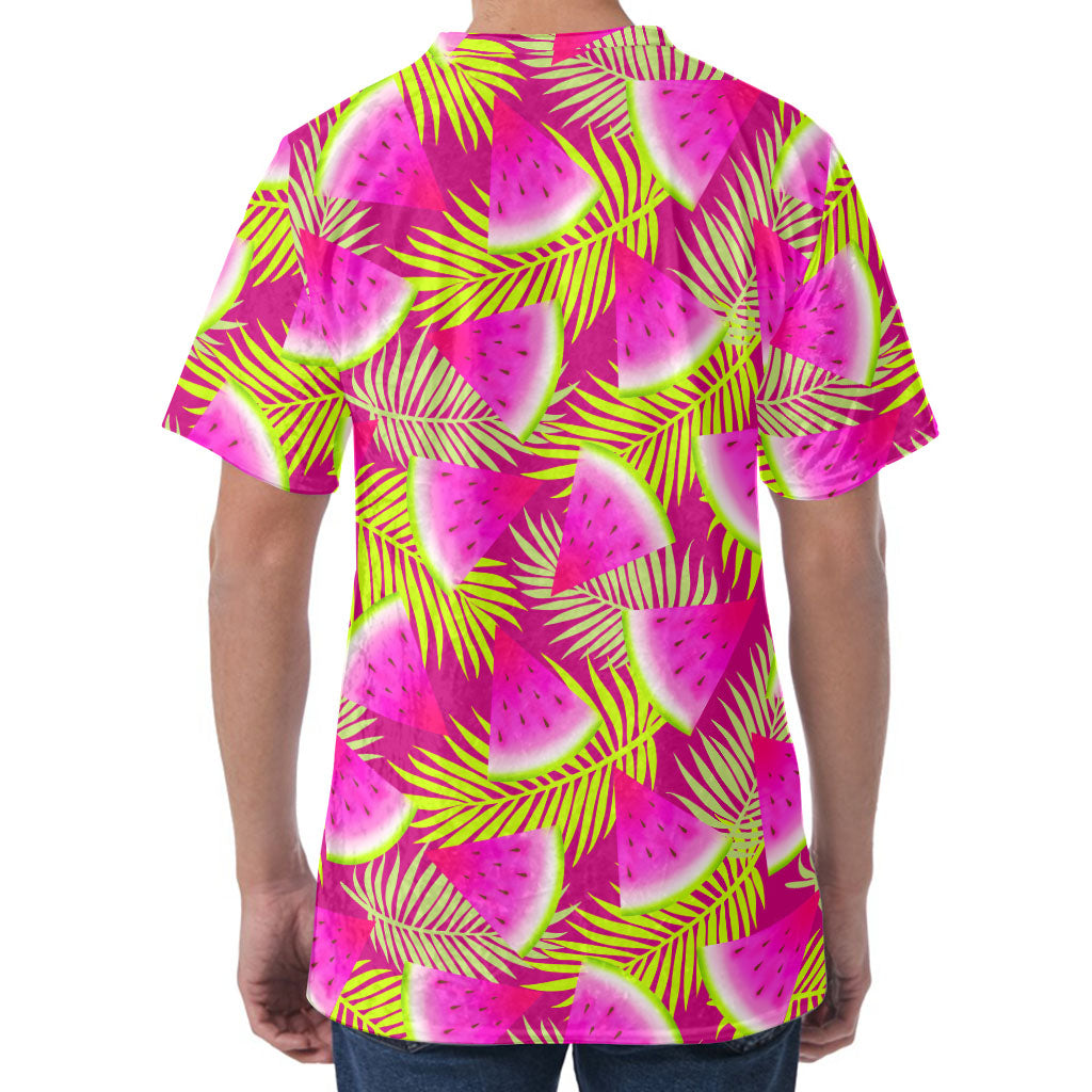 Purple Tropical Watermelon Pattern Print Men's Velvet T-Shirt