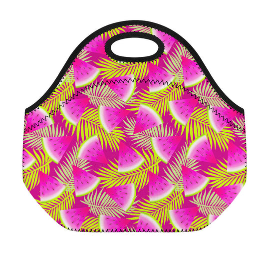 Purple Tropical Watermelon Pattern Print Neoprene Lunch Bag