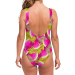 Purple Tropical Watermelon Pattern Print One Piece Swimsuit