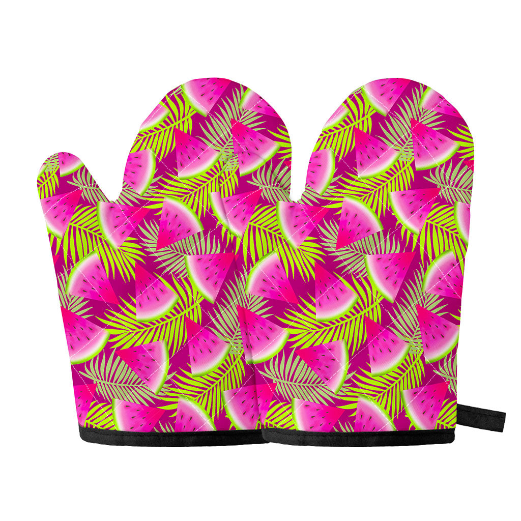 Purple Tropical Watermelon Pattern Print Oven Mitts