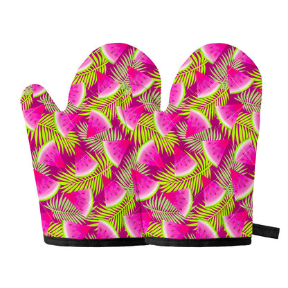 Purple Tropical Watermelon Pattern Print Oven Mitts