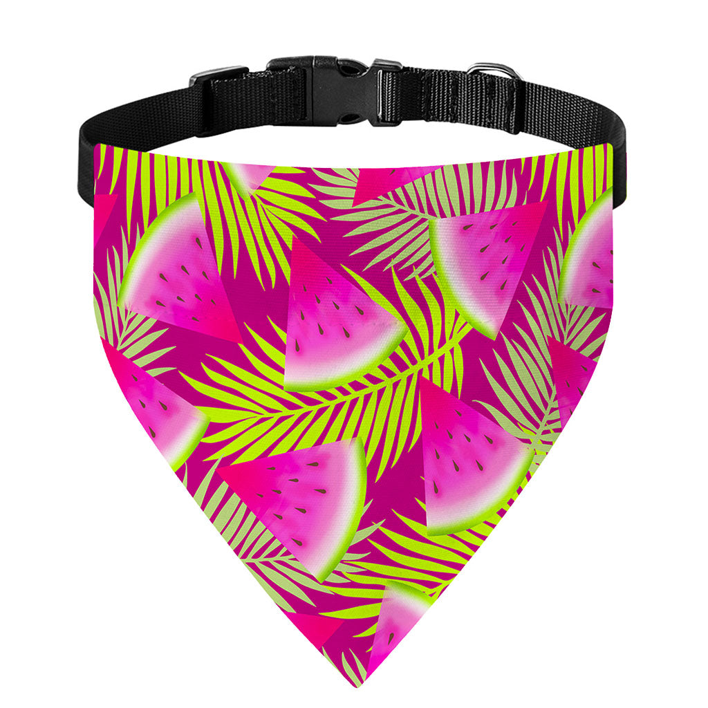 Purple Tropical Watermelon Pattern Print Over The Collar Dog Bandana