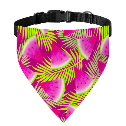 Purple Tropical Watermelon Pattern Print Over The Collar Dog Bandana