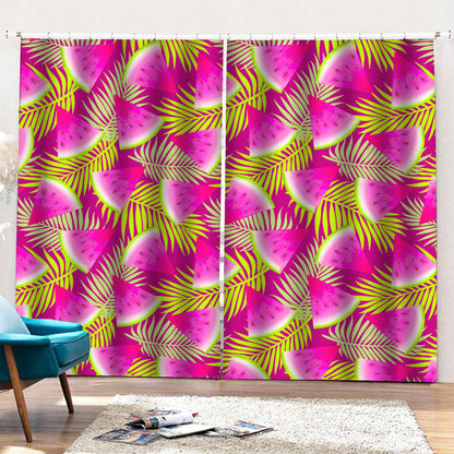 Purple Tropical Watermelon Pattern Print Pencil Pleat Curtains