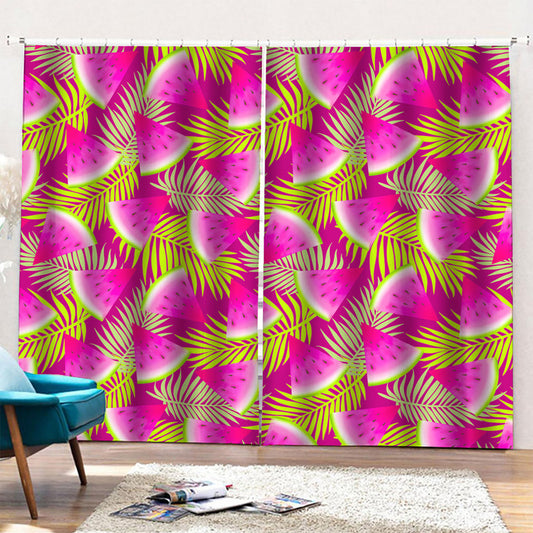 Purple Tropical Watermelon Pattern Print Pencil Pleat Curtains