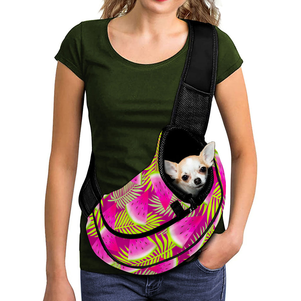 Purple Tropical Watermelon Pattern Print Pet Sling Carrier