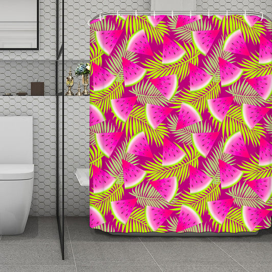 Purple Tropical Watermelon Pattern Print Polyester Shower Curtain
