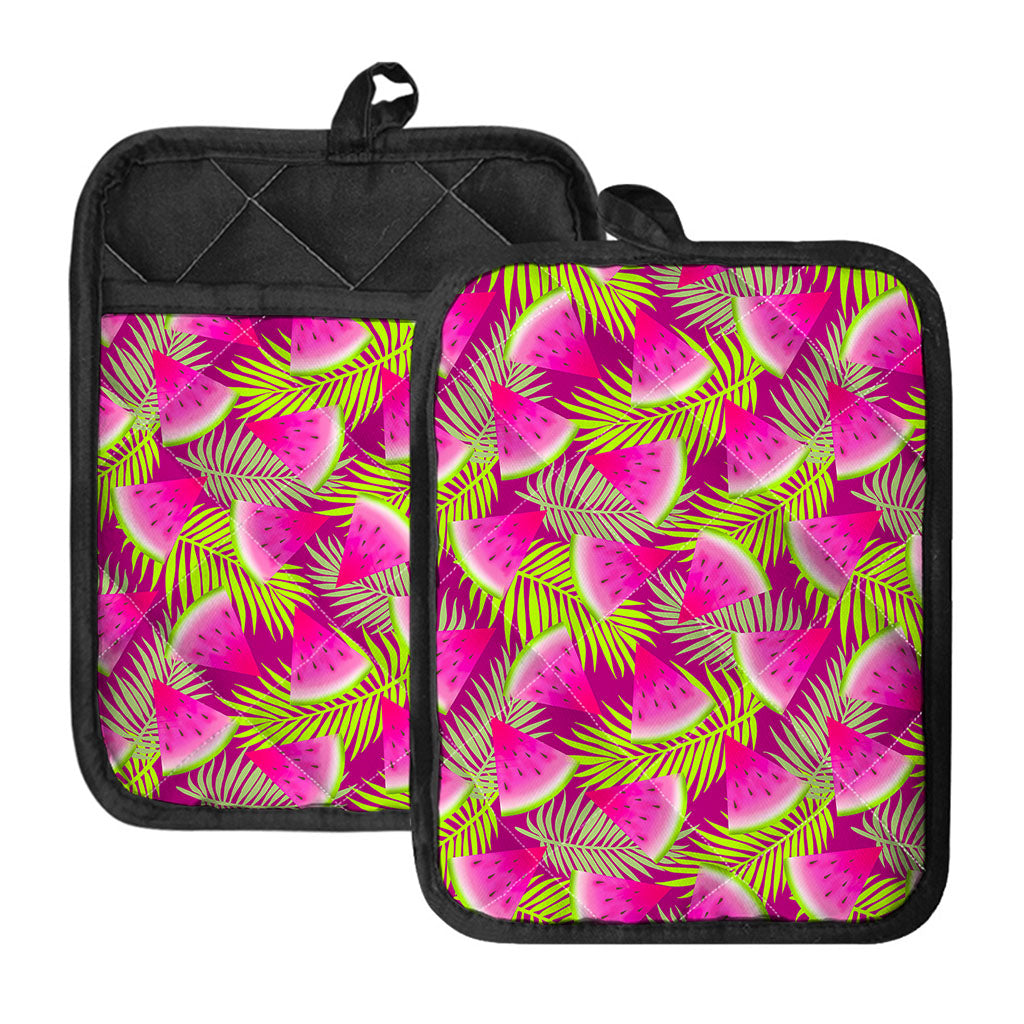 Purple Tropical Watermelon Pattern Print Pot Holders With Pocket