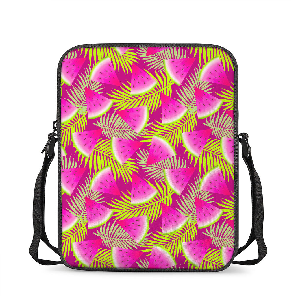 Purple Tropical Watermelon Pattern Print Rectangular Crossbody Bag